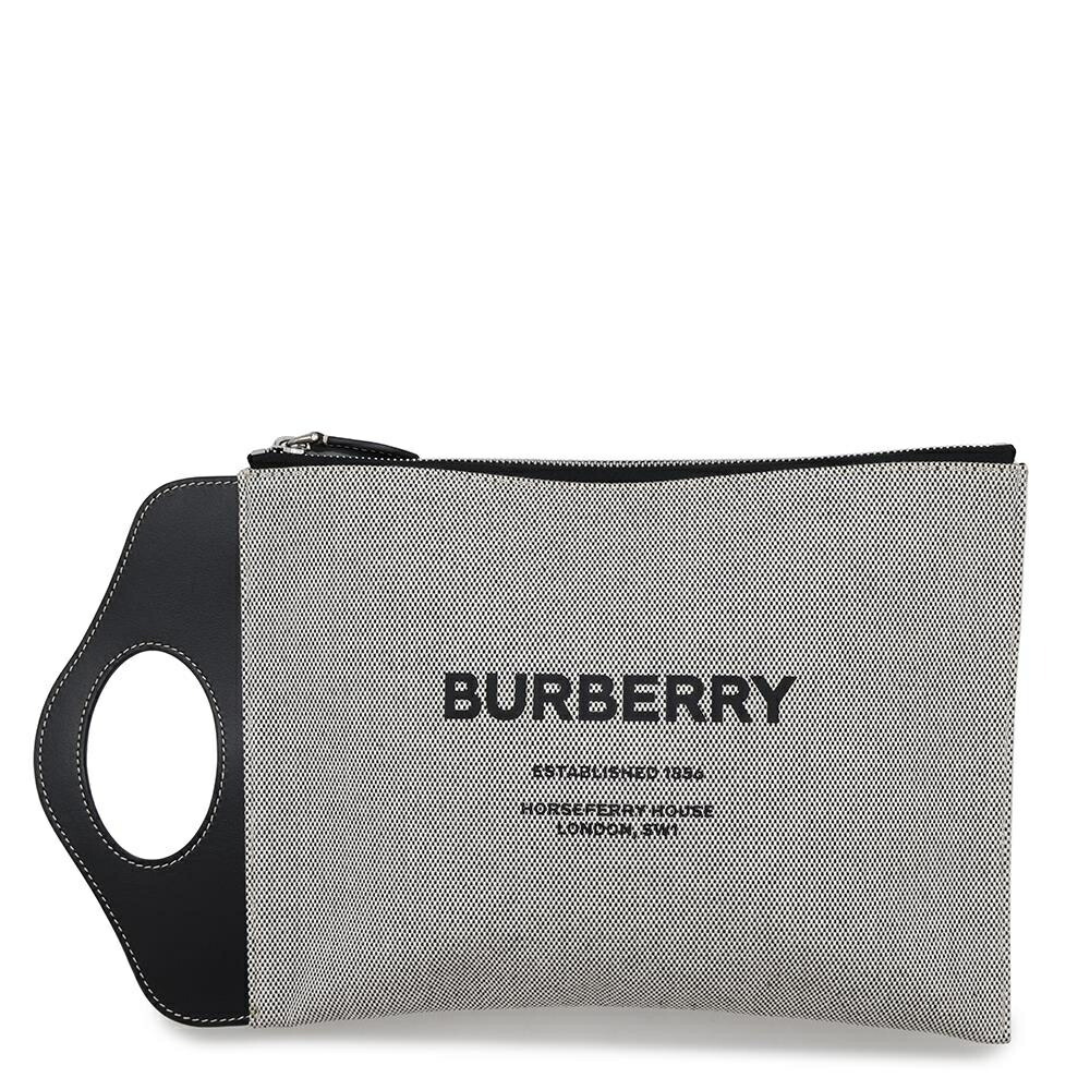 Burberry Clutch Bag Horseferry Logo Canvas Black